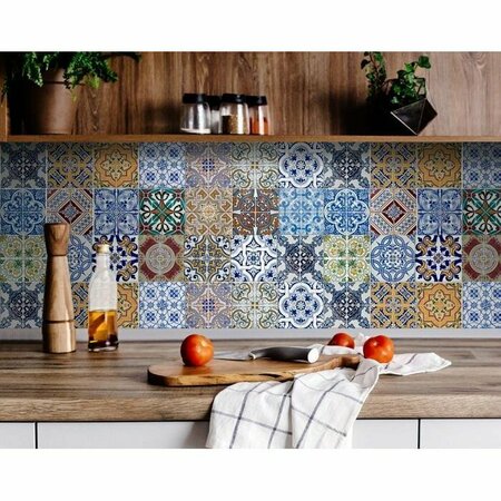 HOMEROOTS 8 x 8 in. Kyla Multi Blue Mosaic Peel & Stick Tiles 400379